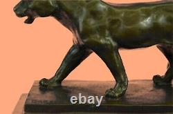 Art Deco Brown Bronze Cheetah Statue Big Cat Leopard Feline Panther Lion Jaguar