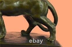 Art Deco Brown Bronze Cheetah Statue Big Cat Leopard Feline Panther Lion Jaguar