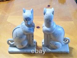 Art Deco Cat Bookends Cast Aluminum 1930's Originals