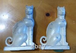 Art Deco Cat Bookends Cast Aluminum 1930's Originals