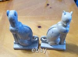 Art Deco Cat Bookends Cast Aluminum 1930's Originals