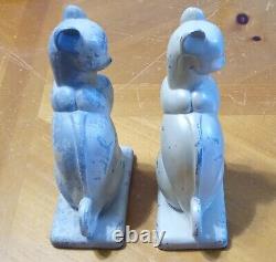 Art Deco Cat Bookends Cast Aluminum 1930's Originals