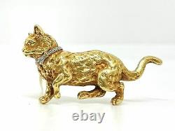 Art Deco Cat Clip Brooch In 18k Gold With Diamonds