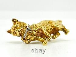 Art Deco Cat Clip Brooch In 18k Gold With Diamonds