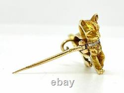 Art Deco Cat Clip Brooch In 18k Gold With Diamonds