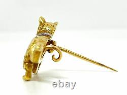 Art Deco Cat Clip Brooch In 18k Gold With Diamonds