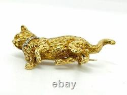 Art Deco Cat Clip Brooch In 18k Gold With Diamonds