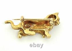 Art Deco Cat Clip Brooch In 18k Gold With Diamonds