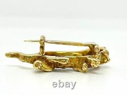 Art Deco Cat Clip Brooch In 18k Gold With Diamonds