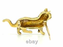 Art Deco Cat Clip Brooch In 18k Gold With Diamonds