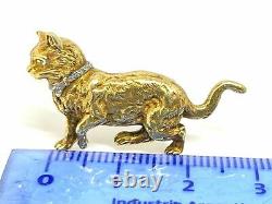 Art Deco Cat Clip Brooch In 18k Gold With Diamonds