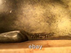 Art Deco Cat Sculpture French Artist M. Font Signed