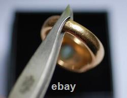 Art Deco Cats Eye & Diamond 14k Yelloiw Gold Mens Ring Sz 7.5