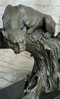 Art Deco Dark Bronze Cheetah Statue Big Cat Leopard Feline Panther Lion Jaguar