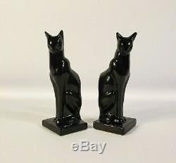 Art Deco Frankart Moderne Sitting Cat Bookends Black