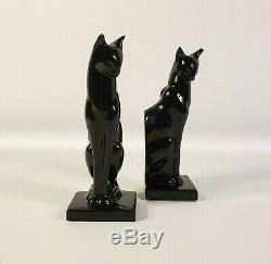 Art Deco Frankart Moderne Sitting Cat Bookends Black