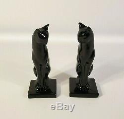 Art Deco Frankart Moderne Sitting Cat Bookends Black