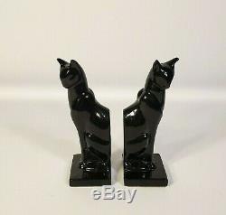 Art Deco Frankart Moderne Sitting Cat Bookends Black