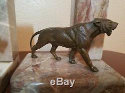 Art Deco French Bronze Big Cat Panther Lion Bookends