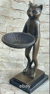 Art Deco Hand Made Large Cat Multi Purpose Bronze Sculpture Perfect Xmas Gift