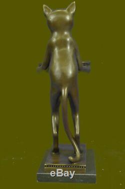 Art Deco Hand Made Large Cat Multi Purpose Bronze Sculpture Perfect Xmas Gift