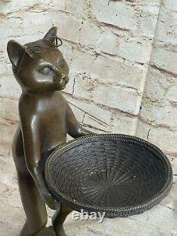 Art Deco Hand Made Large Cat Multi Purpose Bronze Sculpture Perfect Xmas Sale