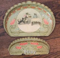 Art Deco Helena Maguire Cats Tin Lithograph Crumb Tray & Scraper Birthday Cats