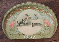 Art Deco Helena Maguire Cats Tin Lithograph Crumb Tray & Scraper Birthday Cats