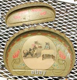 Art Deco Helena Maguire Cats Tin Lithograph Crumb Tray & Scraper Birthday Cats