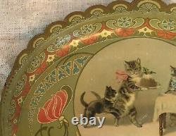 Art Deco Helena Maguire Cats Tin Lithograph Crumb Tray & Scraper Birthday Cats