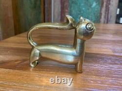 Art Deco Karl Hagenauer Attributed Brass Cat Figural Paperweight Figurine