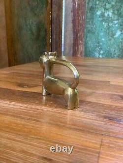 Art Deco Karl Hagenauer Attributed Brass Cat Figural Paperweight Figurine