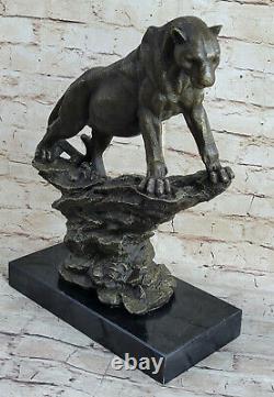 Art Deco Large Bronze Cheetah Statue Big Cat Leopard Feline Panther Lion