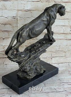 Art Deco Large Bronze Cheetah Statue Big Cat Leopard Feline Panther Lion