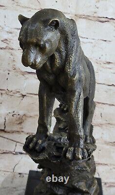 Art Deco Large Bronze Cheetah Statue Big Cat Leopard Feline Panther Lion