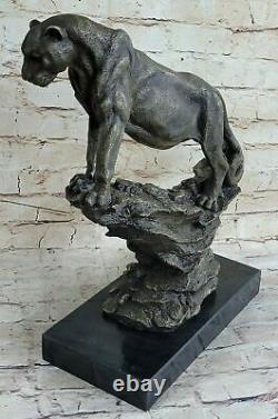 Art Deco Large Bronze Cheetah Statue Big Cat Leopard Feline Panther Lion Fiture