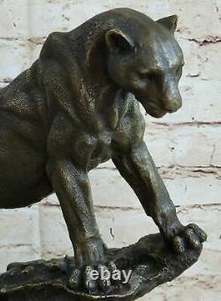 Art Deco Large Bronze Cheetah Statue Big Cat Leopard Feline Panther Lion Fiture