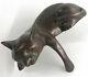 Art Deco Lion Signed Bronze Statue Figure Cubist Wild Cat Hot Cast Decorative