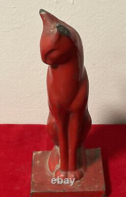 Art Deco Madness FrankArt Cast Iron Red Cat Figurine Bookend / Doorstop 1920s