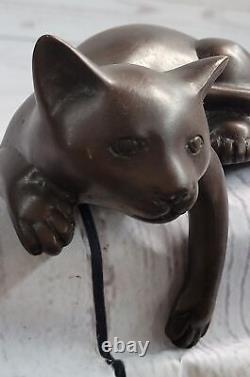 Art Deco Modern Art House Pet Cat Feline Statue Decorative Hot Cast Bronze Decor