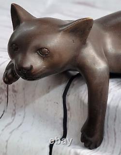 Art Deco Modern Art House Pet Cat Feline Statue Decorative Hot Cast Bronze Decor