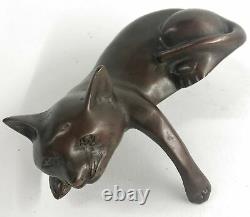 Art Deco Modern Art House Pet Cat Feline Statue Decorative Hot Cast Bronze GIFT