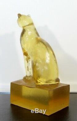 Art Deco Modern Dorothy Thorpe Resin Cat Sphinx Table Sculpture 1940s Yellow