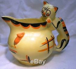 Art Deco Myott Cat & Mouse Globe Jug Cat Handle Very Rare