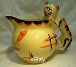 Art Deco Myott Cat & Mouse Globe Jug Cat Handle Very Rare