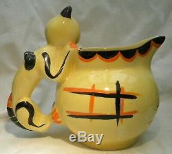 Art Deco Myott Cat & Mouse Globe Jug Cat Handle Very Rare