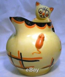 Art Deco Myott Cat & Mouse Globe Jug Cat Handle Very Rare
