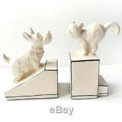 Art Deco Porcelain Ceramic Cat & Dog Book Ends