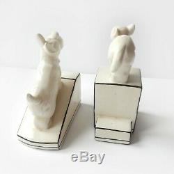 Art Deco Porcelain Ceramic Cat & Dog Book Ends