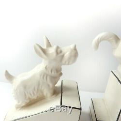 Art Deco Porcelain Ceramic Cat & Dog Book Ends